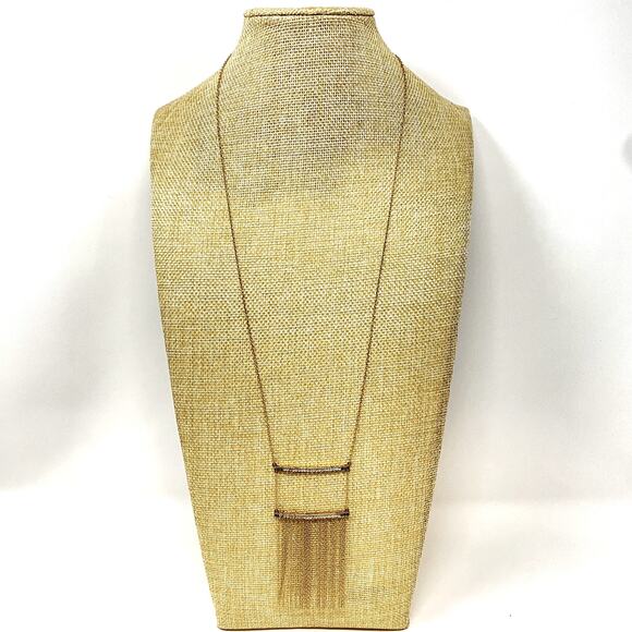 Elizabeth & James Ollie Vago Fringe Necklace 24k Gold Plated MSRP $348 NWOT - Picture 2 of 10